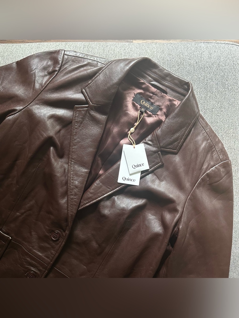 NWT Quince 100% Leather Blazer Jacket XL - Picture 5 of 8